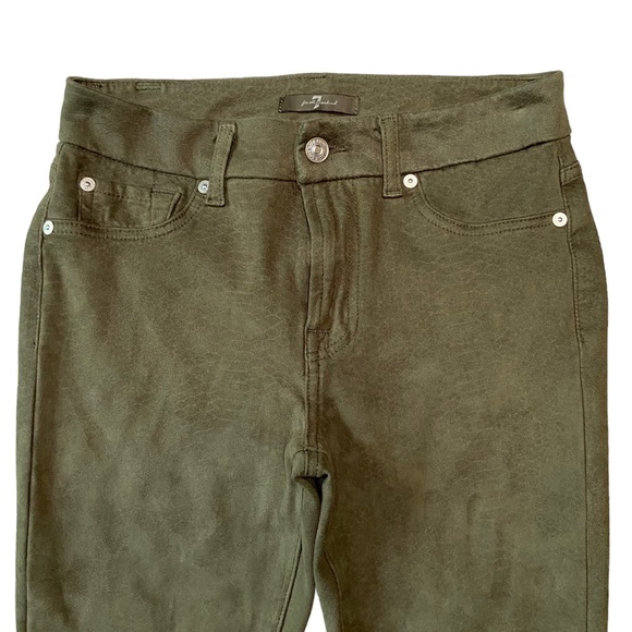 7 For All Mankind Snake Print Embossed Faux Suede Pant Jean Olive 29 - Picture 4 of 13